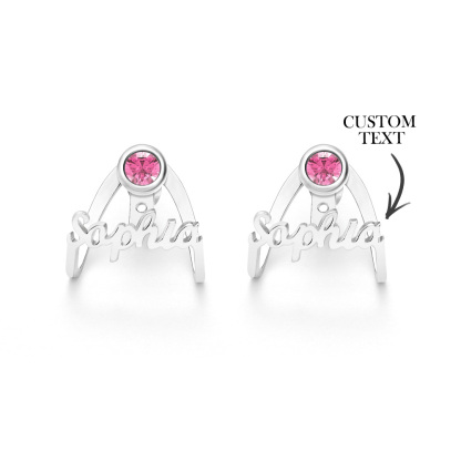 Personalized Birthstone Earrings with Name Earrings Jewelry Gift for Her-Blongser