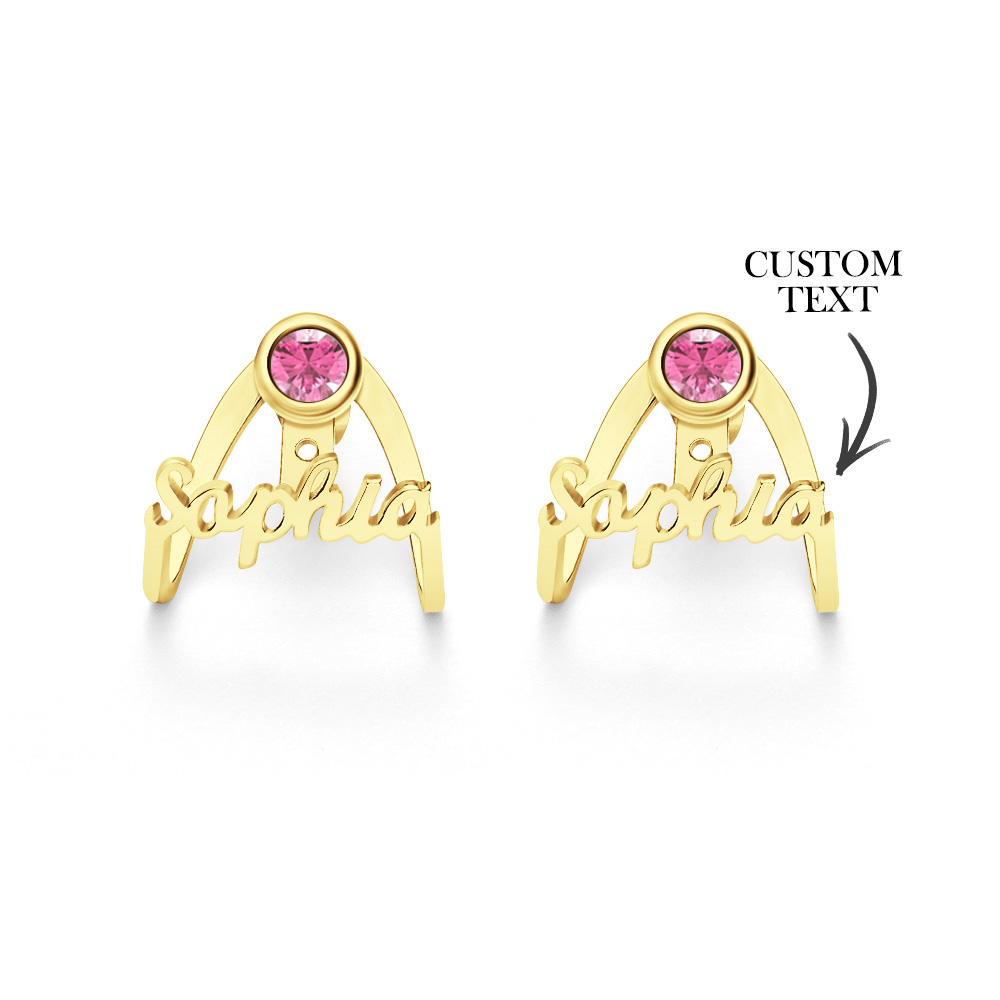 Personalized Birthstone Earrings with Name Earrings Jewelry Gift for Her-Blongser