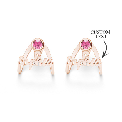 Personalized Birthstone Earrings with Name Earrings Jewelry Gift for Her-Blongser