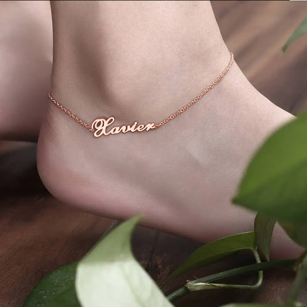 Custom Name Anklet Stainless Steel Anklet Silver Anklet-Blongser