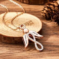 Custom Engraved Name Wings Necklace with Infinity Pendant Copper-Blongser