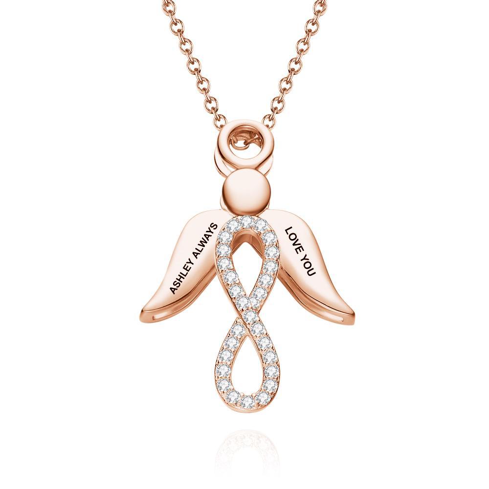 Custom Engraved Name Wings Necklace with Infinity Pendant Copper-Blongser