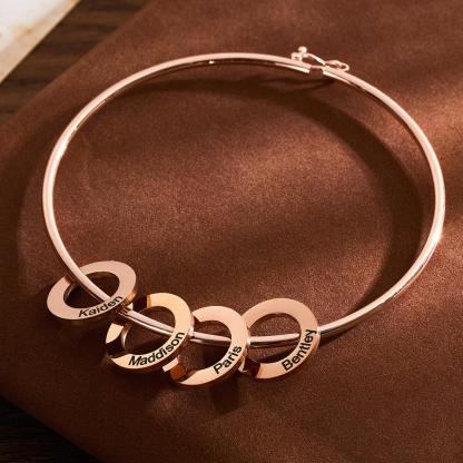 Custom Bangle Bracelet with Heart/Round Pendants Personalized Gift-Blongser