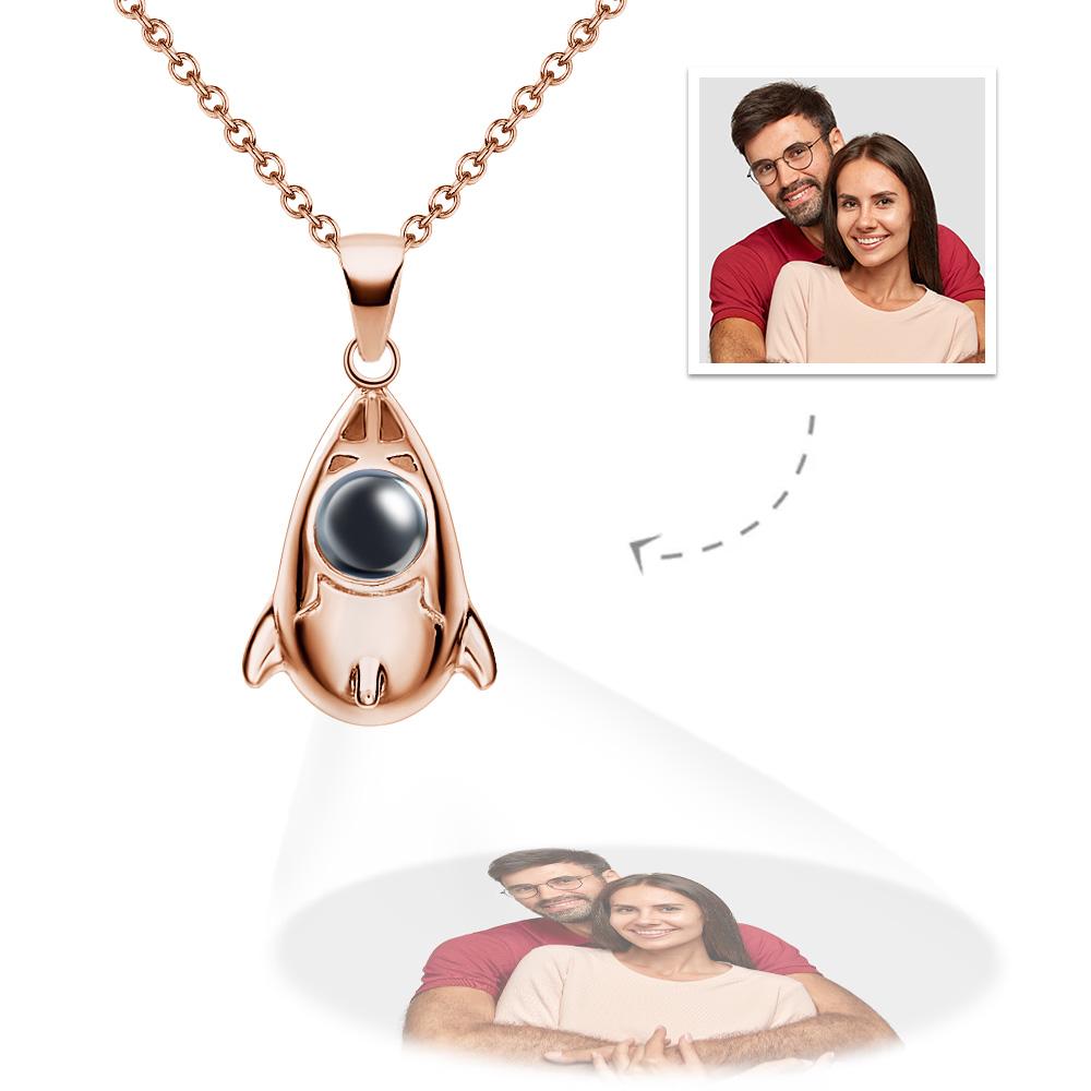 Custom Projection Photo Necklace Creative Rocket Anniversary Gifts-Blongser