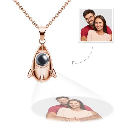 Custom Projection Photo Necklace Creative Rocket Anniversary Gifts-Blongser