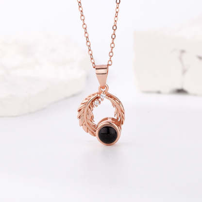 Custom Projection Necklace Leaves Photo Necklace Gift for Couples-Blongser