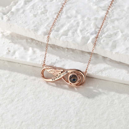 Custom Projection Necklace Engraved Forever Love Infinity Necklace Silver-Blongser