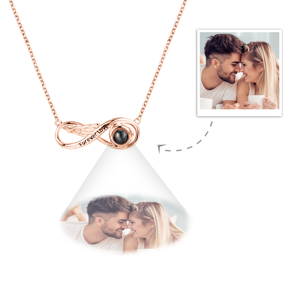 Custom Projection Necklace Engraved Forever Love Infinity Necklace Silver-Blongser