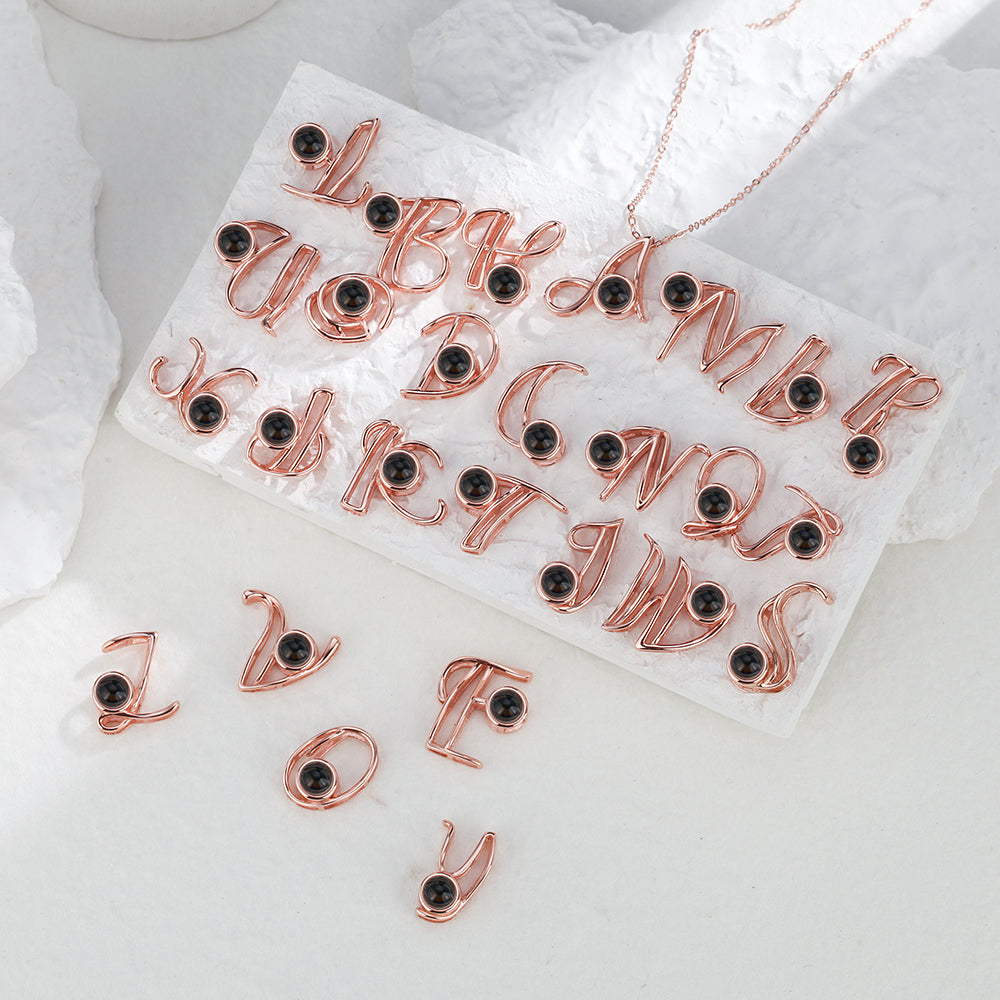 A-Z 26 Letters Custom Projection Necklace 925 Sterling Silver-Blongser