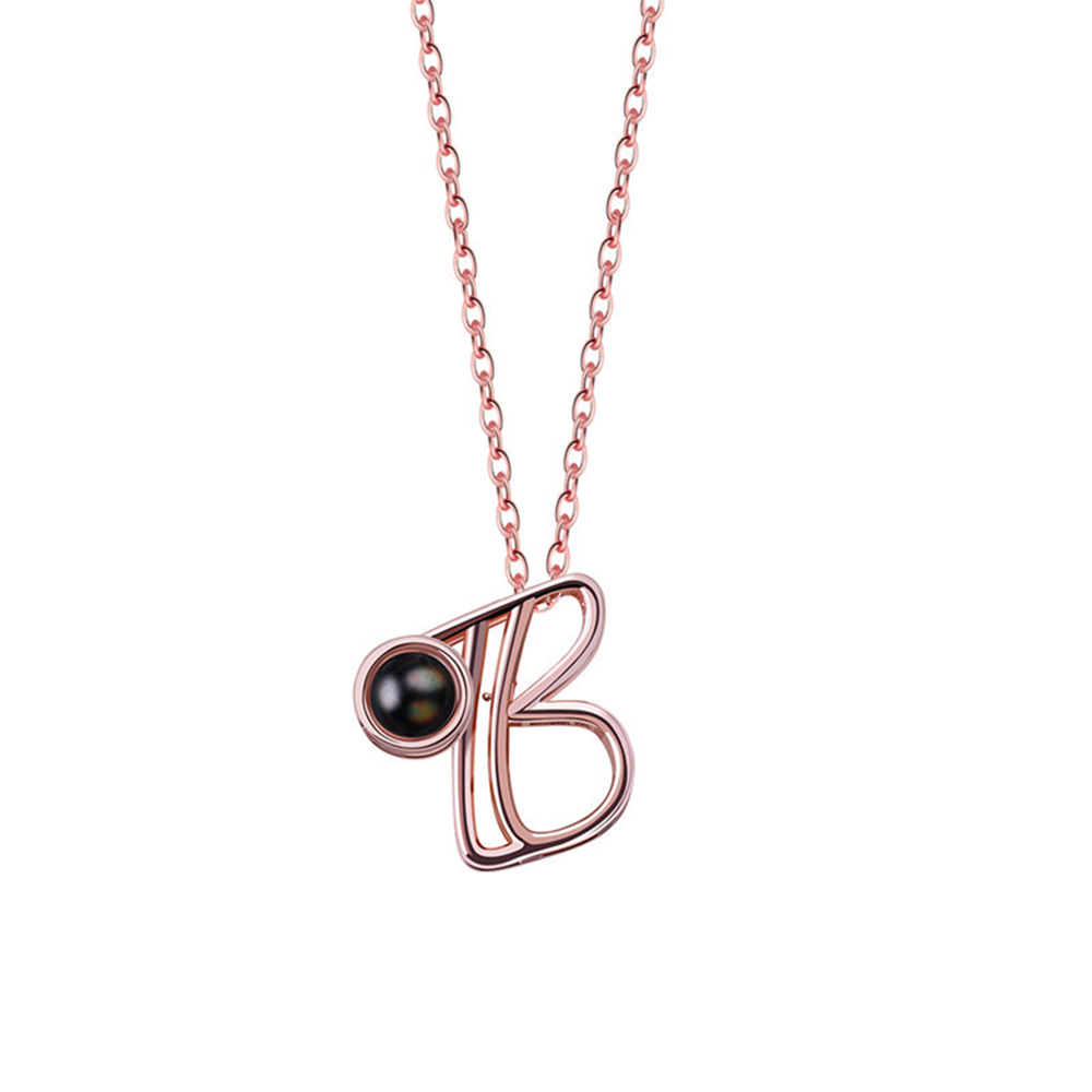 A-Z 26 Letters Custom Projection Necklace 925 Sterling Silver-Blongser
