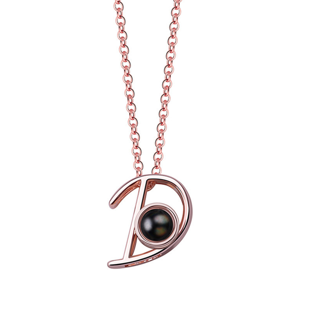 A-Z 26 Letters Custom Projection Necklace 925 Sterling Silver-Blongser