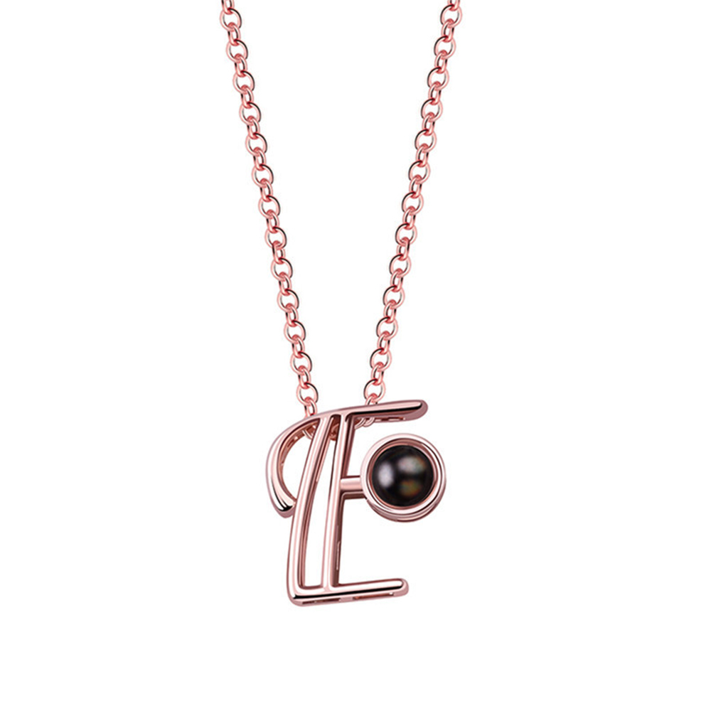 A-Z 26 Letters Custom Projection Necklace 925 Sterling Silver-Blongser