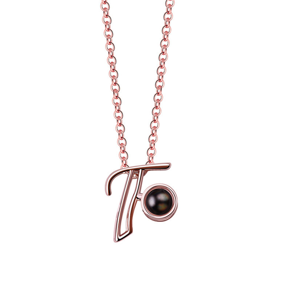 A-Z 26 Letters Custom Projection Necklace 925 Sterling Silver-Blongser