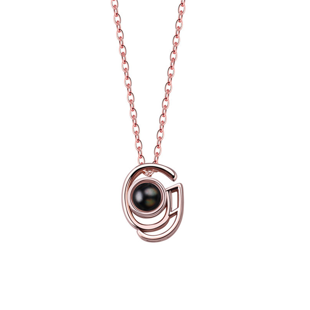 A-Z 26 Letters Custom Projection Necklace 925 Sterling Silver-Blongser