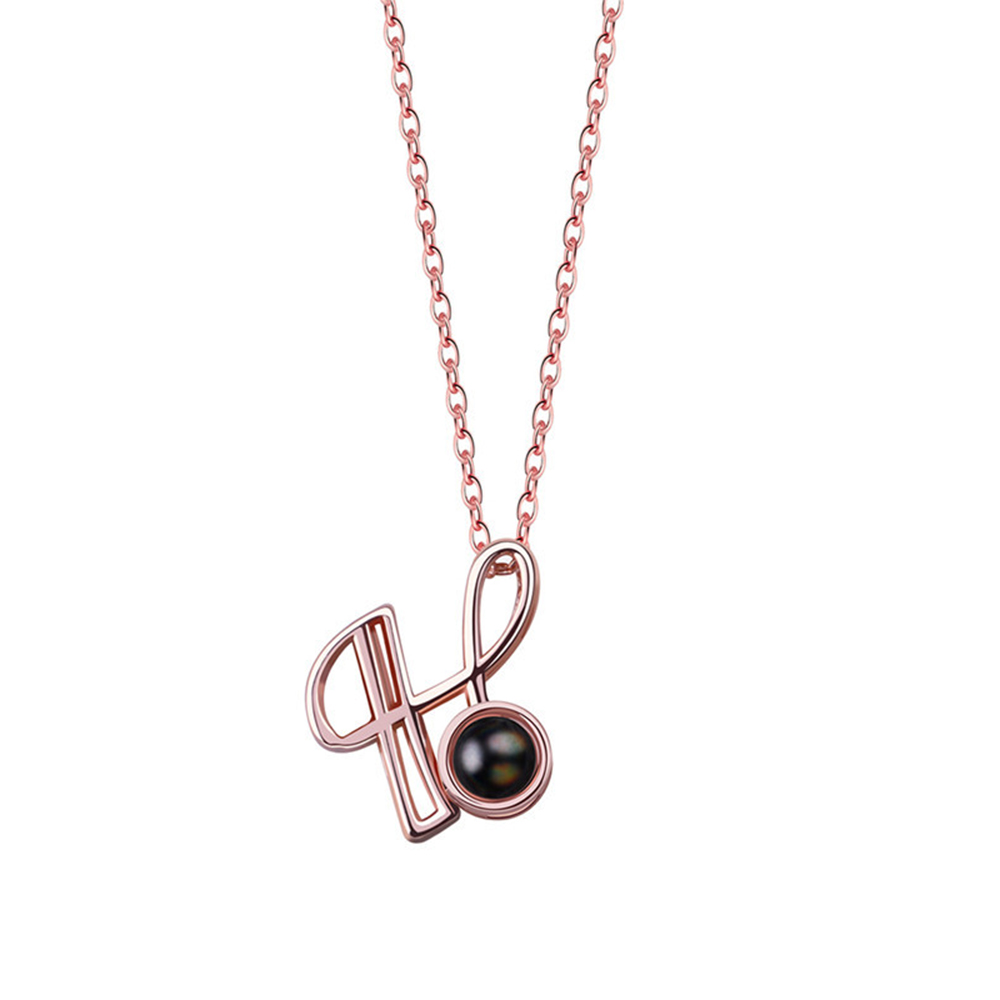A-Z 26 Letters Custom Projection Necklace 925 Sterling Silver-Blongser