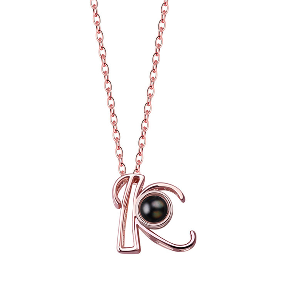 A-Z 26 Letters Custom Projection Necklace 925 Sterling Silver-Blongser