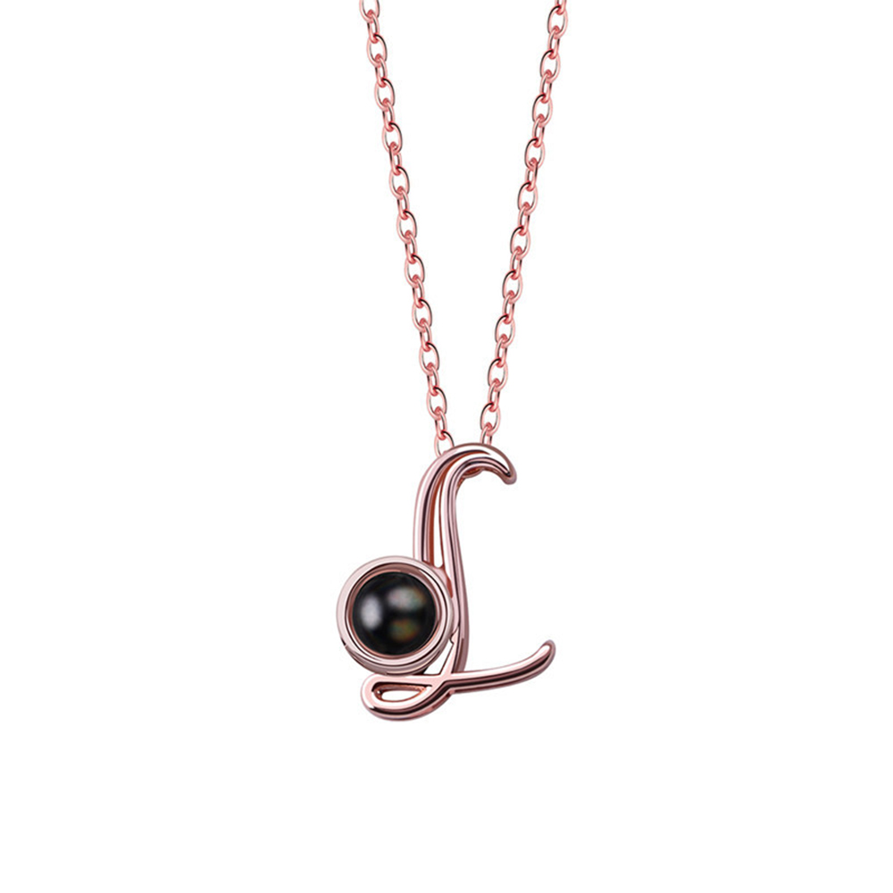 A-Z 26 Letters Custom Projection Necklace 925 Sterling Silver-Blongser