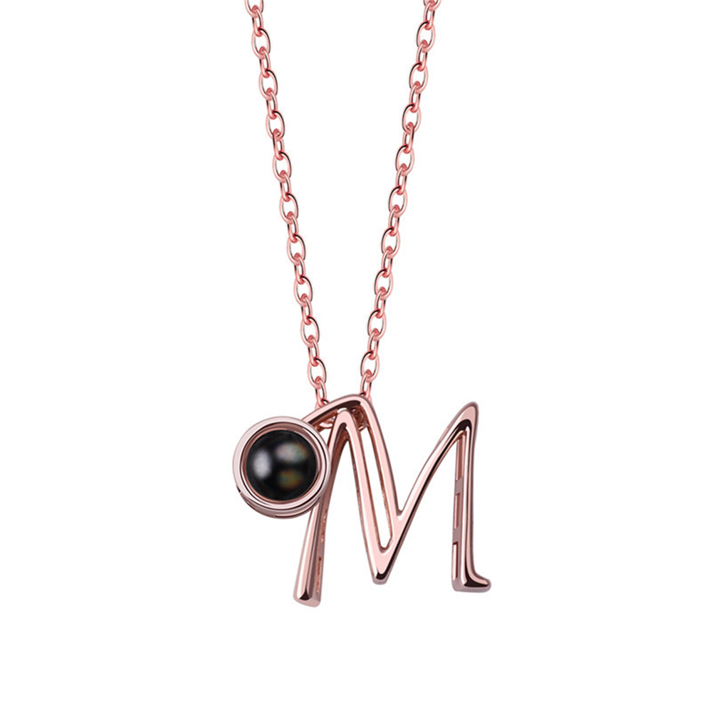 A-Z 26 Letters Custom Projection Necklace 925 Sterling Silver-Blongser
