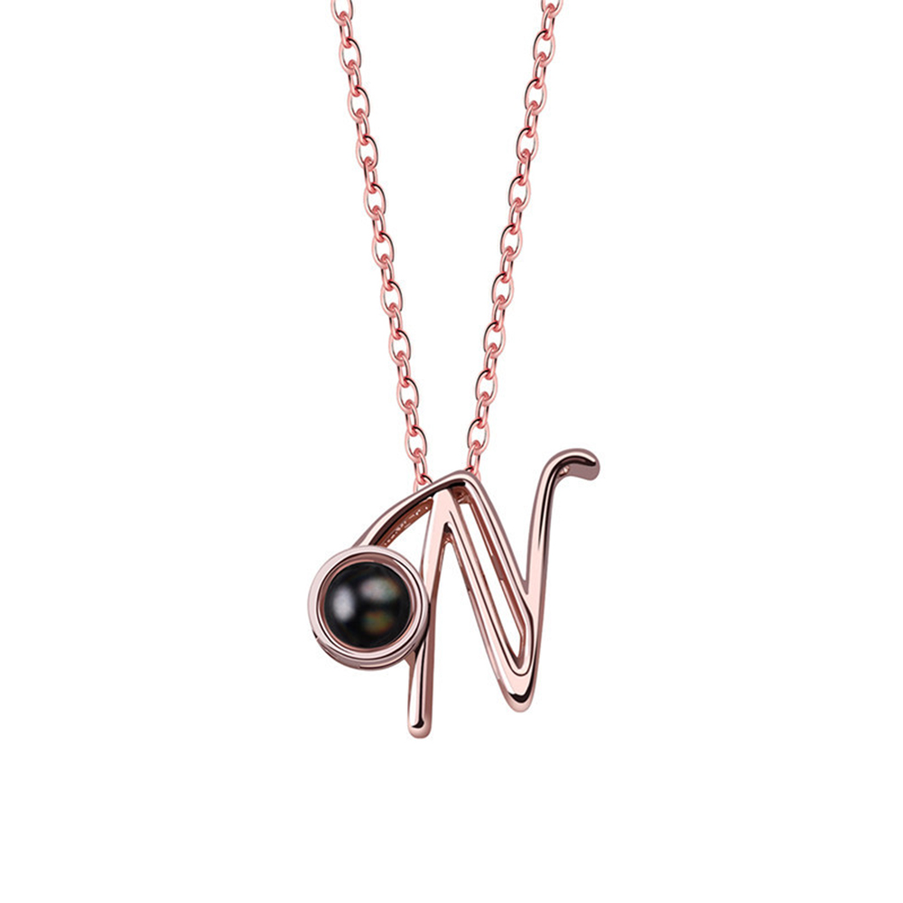 A-Z 26 Letters Custom Projection Necklace 925 Sterling Silver-Blongser