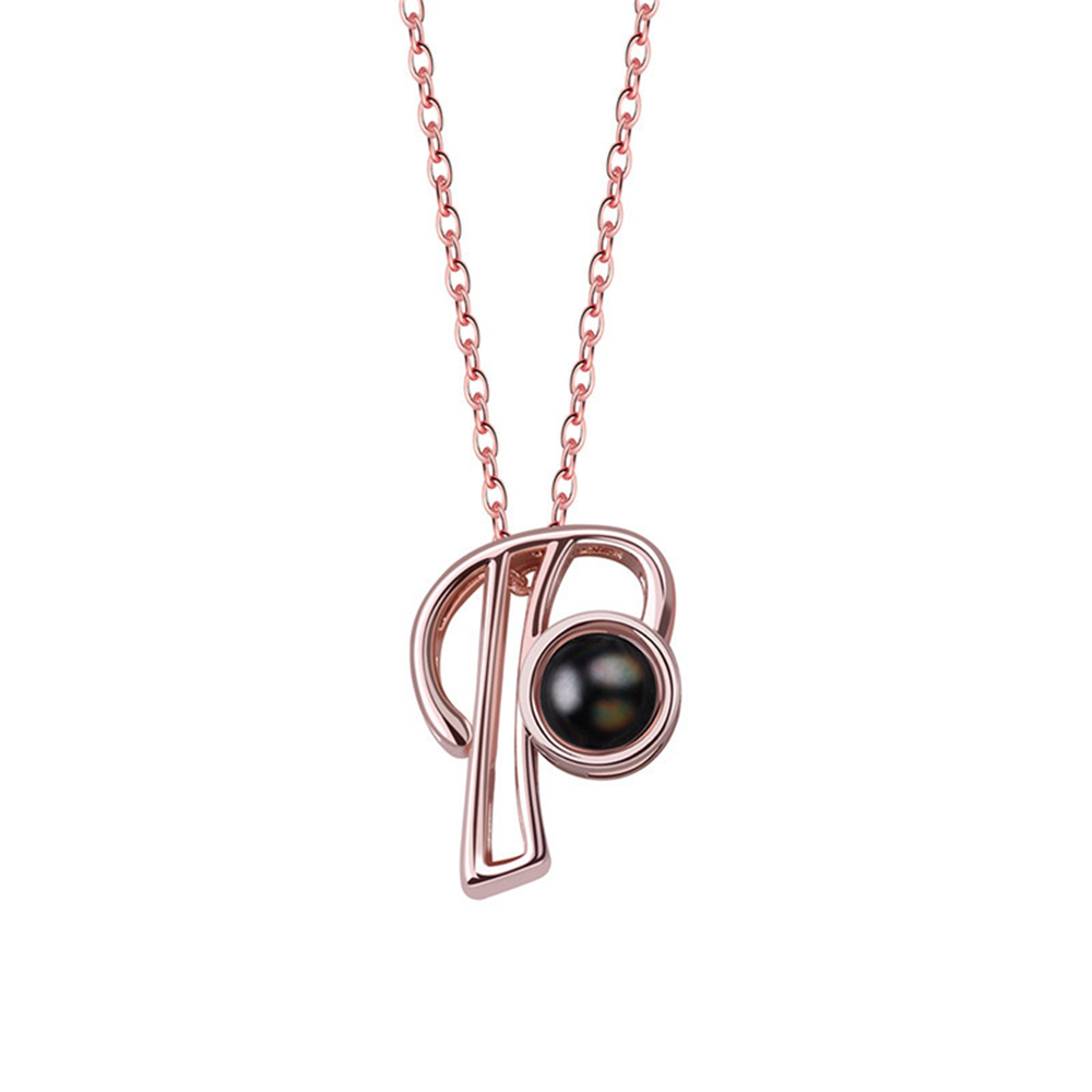 A-Z 26 Letters Custom Projection Necklace 925 Sterling Silver-Blongser