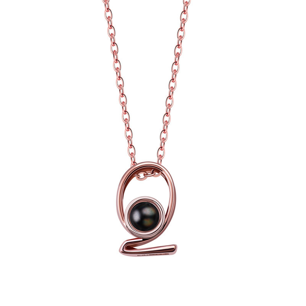 A-Z 26 Letters Custom Projection Necklace 925 Sterling Silver-Blongser