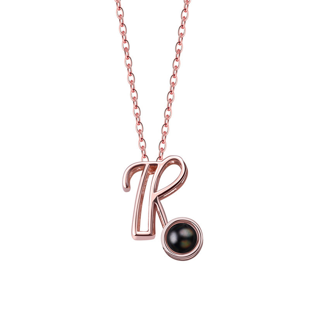 A-Z 26 Letters Custom Projection Necklace 925 Sterling Silver-Blongser