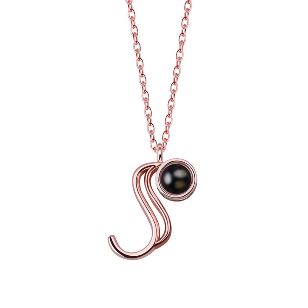 A-Z 26 Letters Custom Projection Necklace 925 Sterling Silver-Blongser