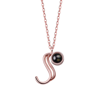 A-Z 26 Letters Custom Projection Necklace 925 Sterling Silver-Blongser
