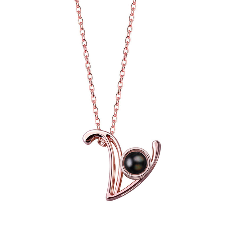 A-Z 26 Letters Custom Projection Necklace 925 Sterling Silver-Blongser