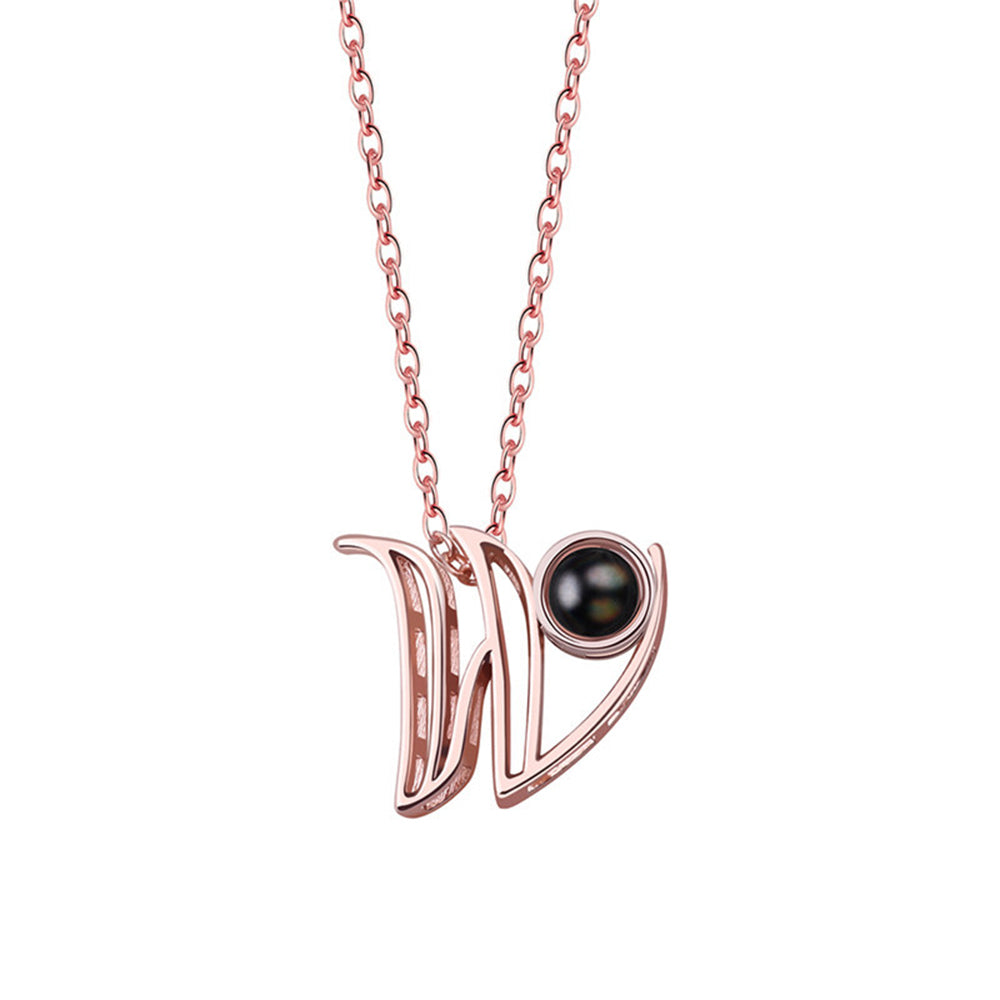 A-Z 26 Letters Custom Projection Necklace 925 Sterling Silver-Blongser