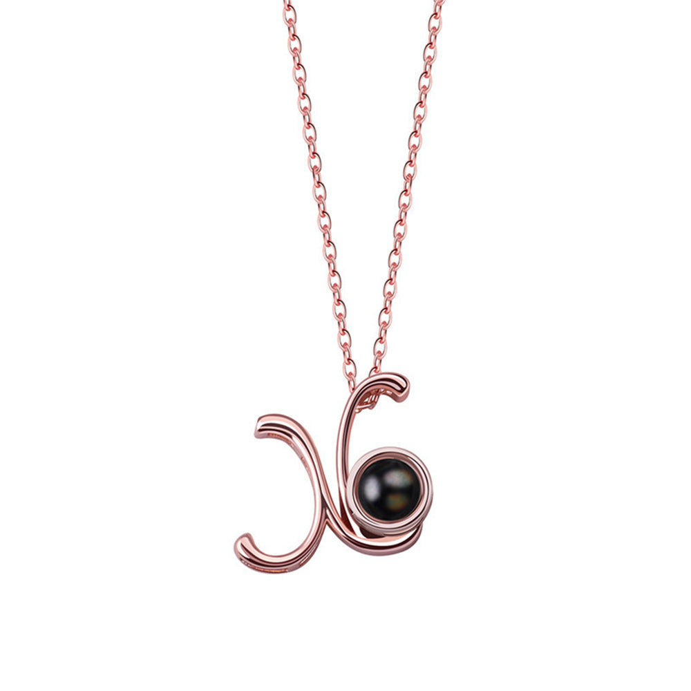A-Z 26 Letters Custom Projection Necklace 925 Sterling Silver-Blongser