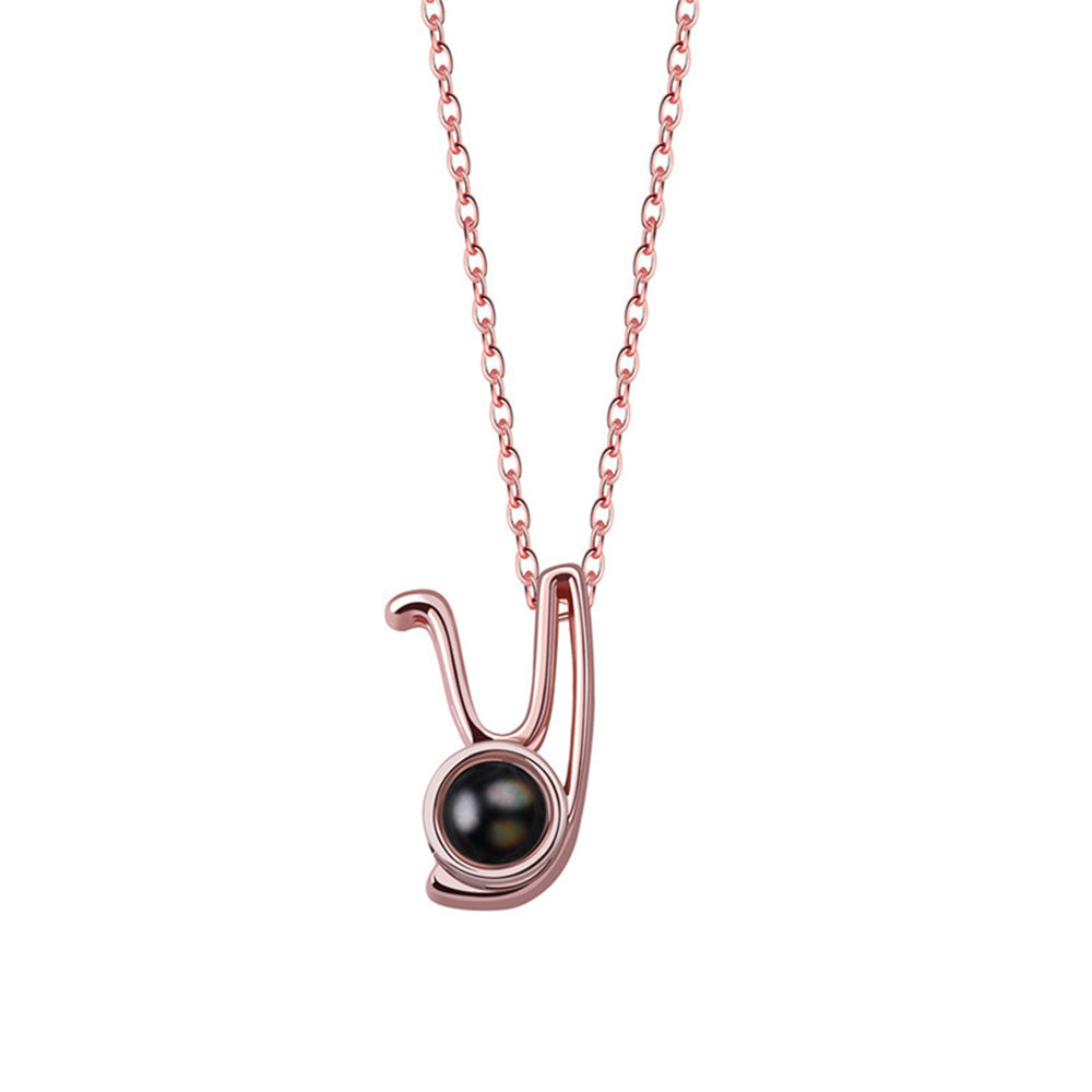 A-Z 26 Letters Custom Projection Necklace 925 Sterling Silver-Blongser