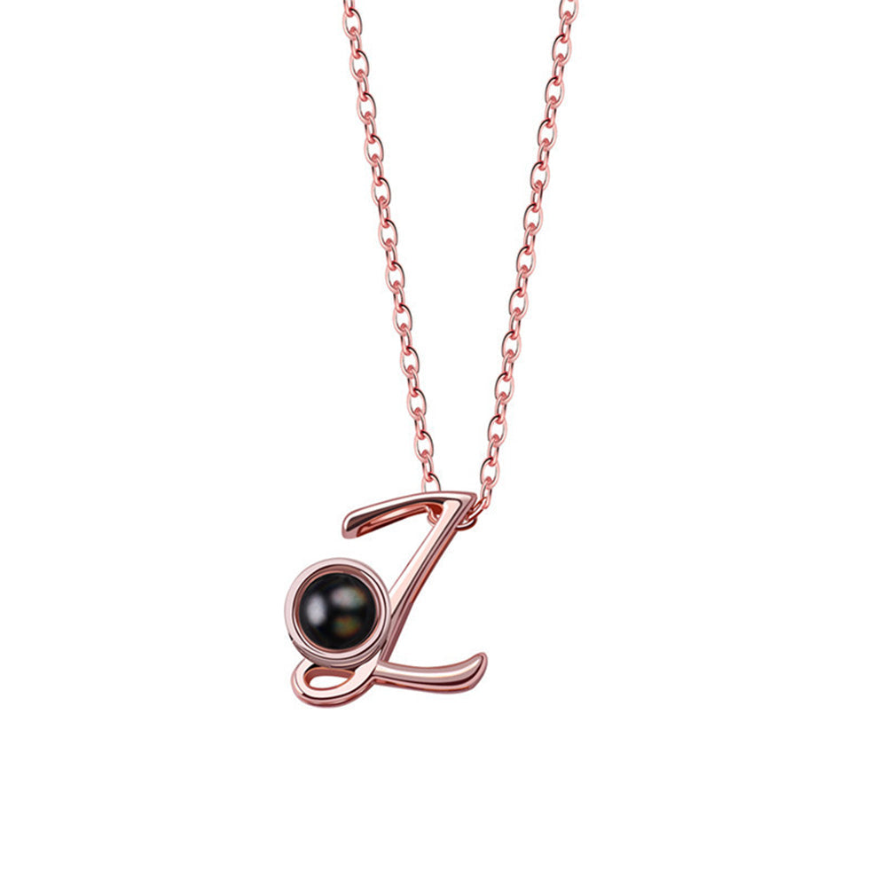 A-Z 26 Letters Custom Projection Necklace 925 Sterling Silver-Blongser