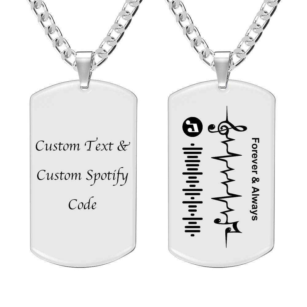 Custom Music Code Necklace Engraved Tag Necklace Music staff-Blongser