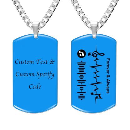 Custom Music Code Necklace Engraved Tag Necklace Music staff-Blongser