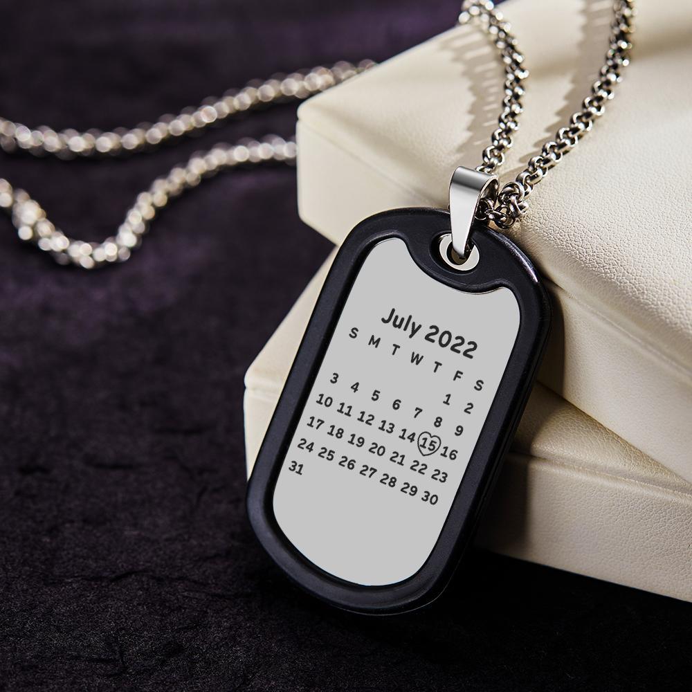 Custom Photo Date Necklace Personalized Calendar Pendant for Him Anniversary Gifts-Blongser