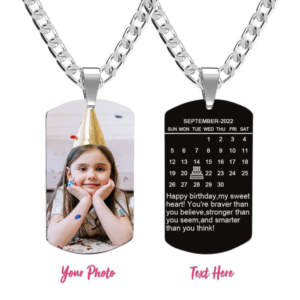 Custom Photo Necklace With Words Photo And Date Perfect Gift For Loved Ones On Birthday-Blongser