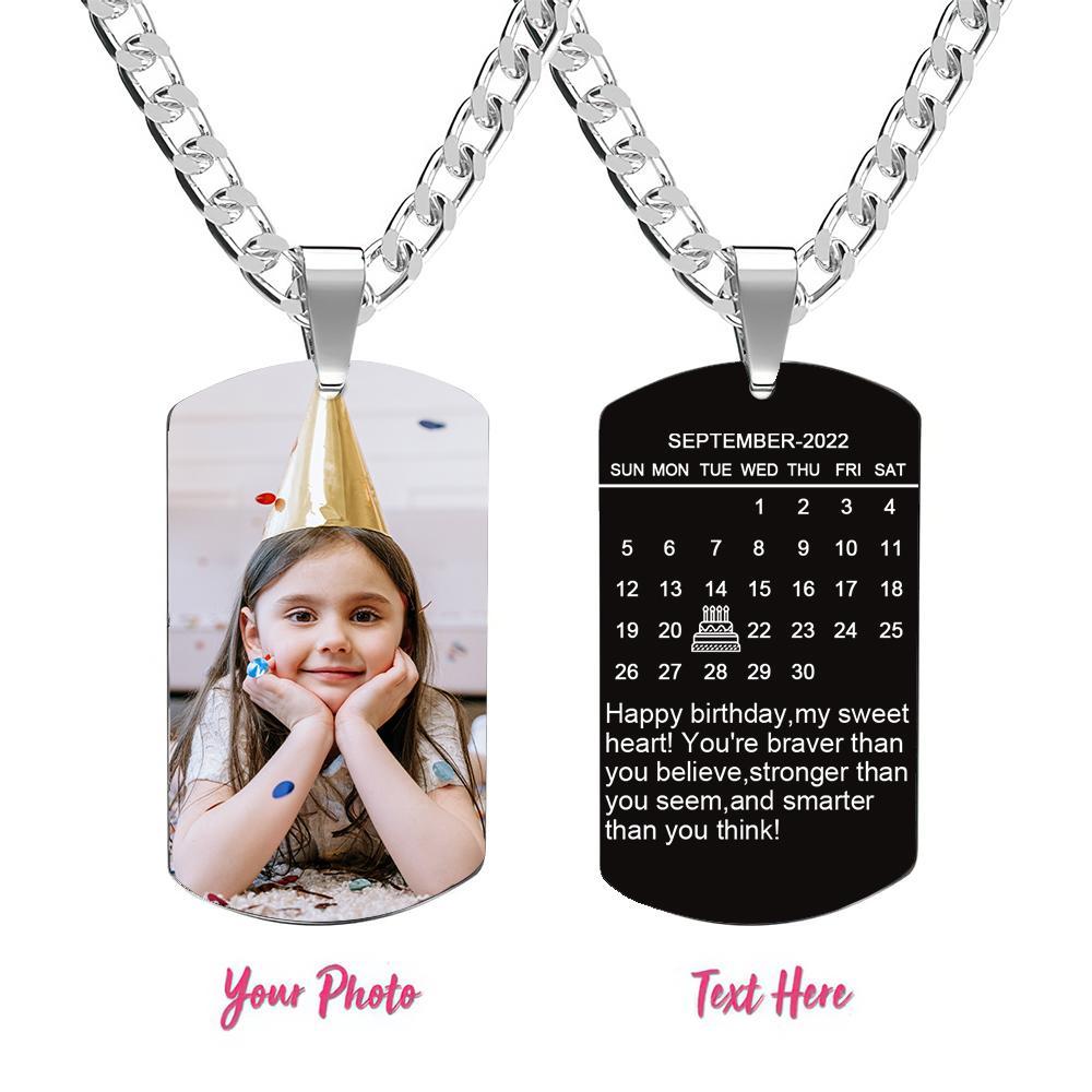 Custom Photo Necklace With Words Photo And Date Perfect Gift For Loved Ones On Birthday-Blongser