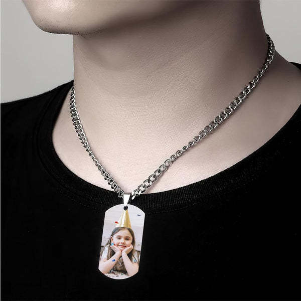 Custom Photo Necklace With Words Photo And Date Perfect Gift For Loved Ones On Birthday-Blongser