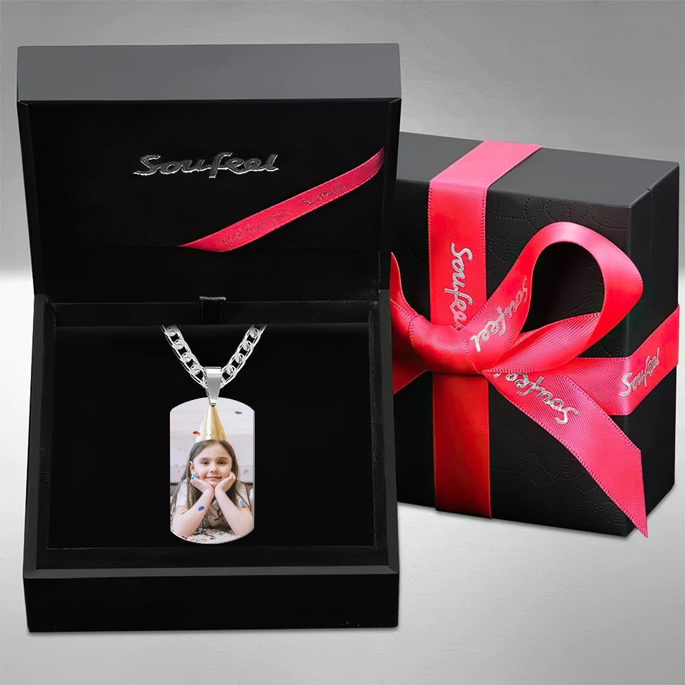 Custom Photo Necklace With Words Photo And Date Perfect Gift For Loved Ones On Birthday-Blongser