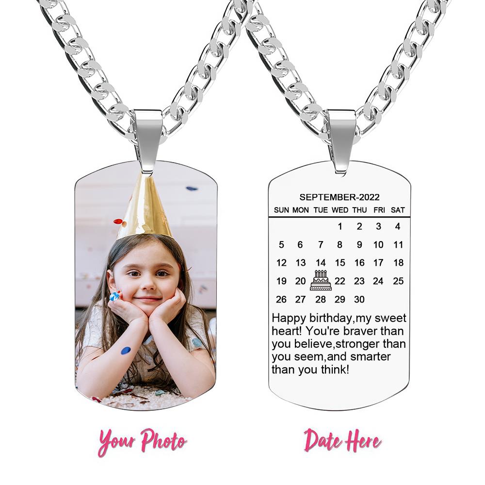 Custom Photo Necklace With Words Photo And Date Perfect Gift For Loved Ones On Birthday-Blongser