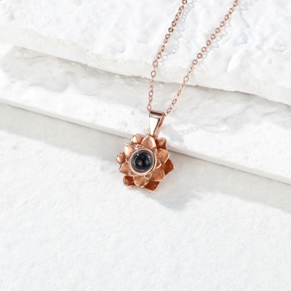 Personalized Projection Necklace Lotus Pendant Photo Necklace-Blongser