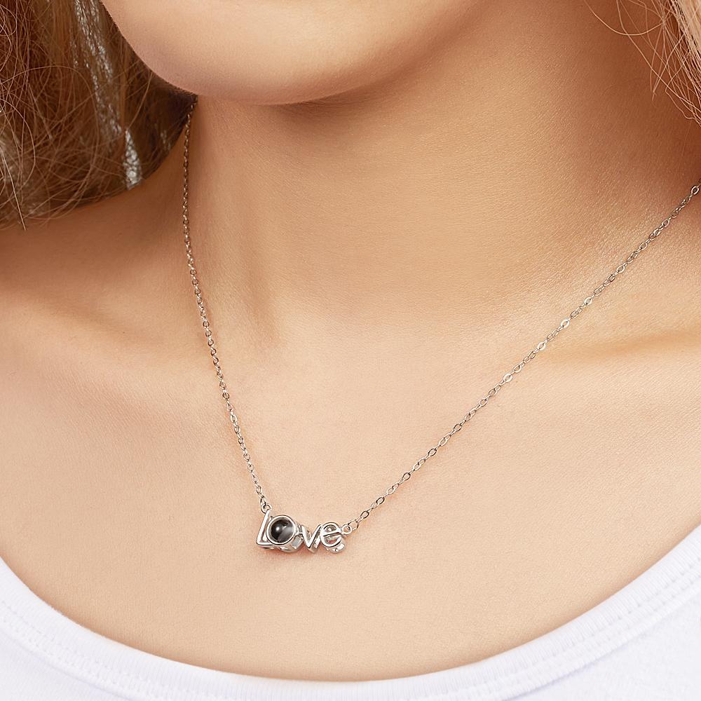 Custom LOVE Picture Projection Necklace 925 Sterling Silver-Blongser