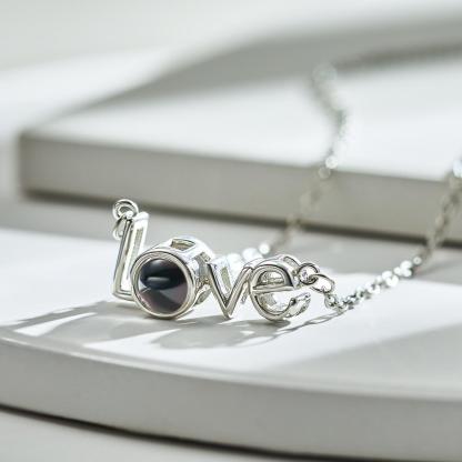 Custom LOVE Picture Projection Necklace 925 Sterling Silver-Blongser