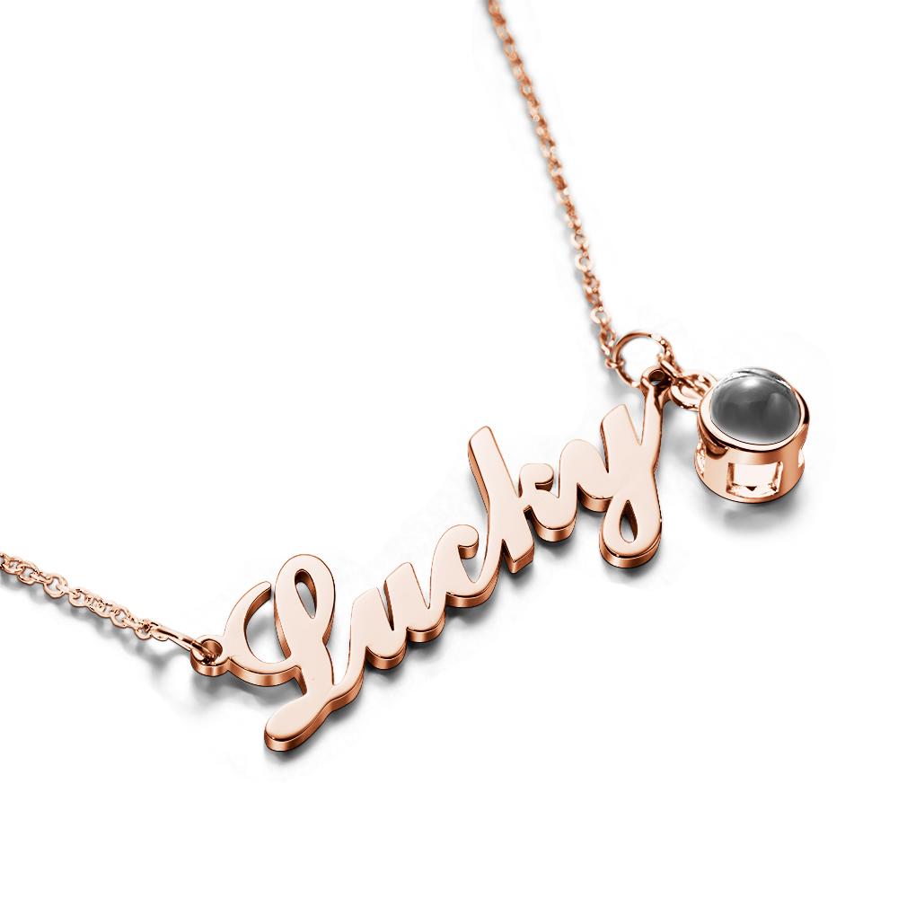 Custom Signature Lucky Name And Picture Projection Necklace Great Gift-Blongser