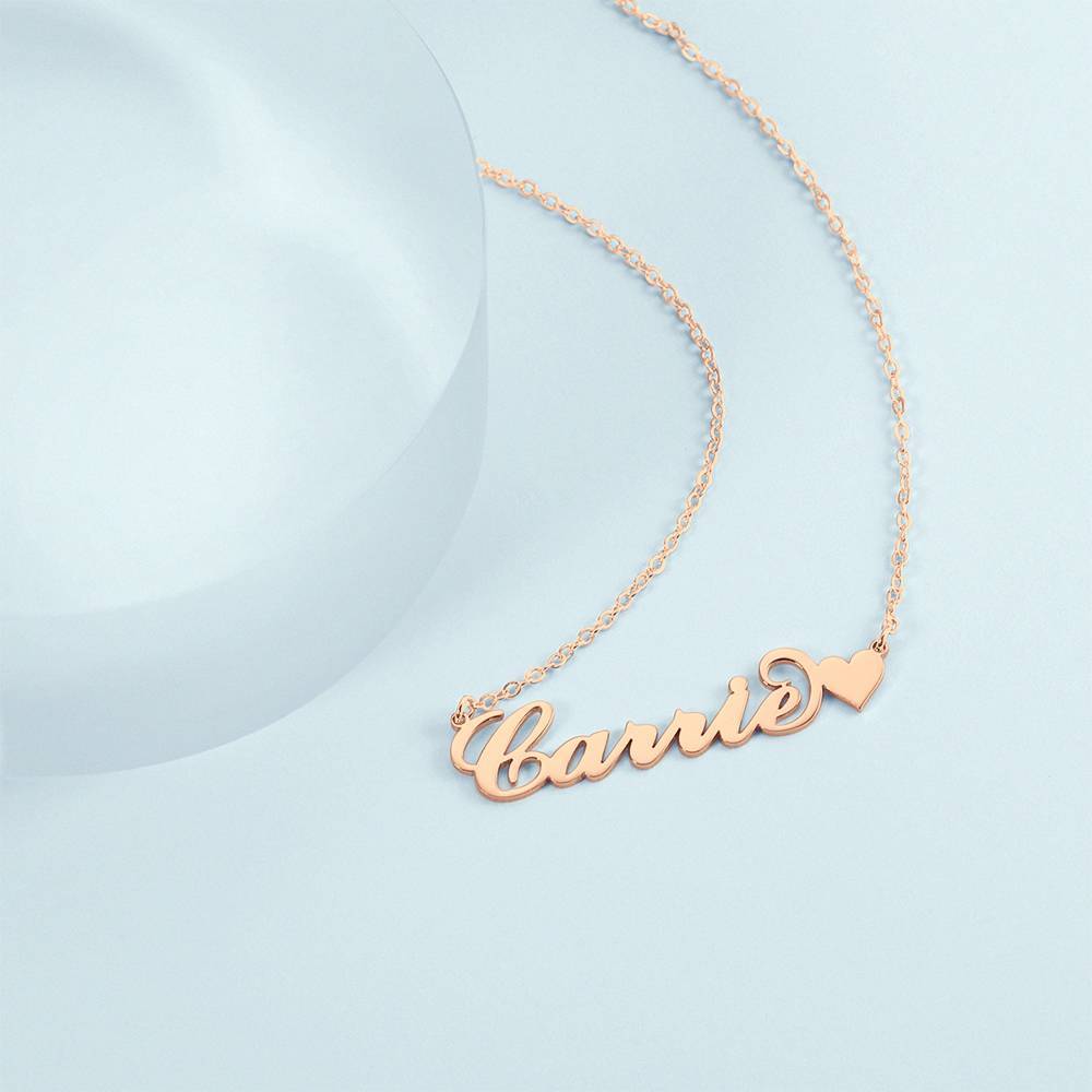 Carrie Style Custom Name Necklace with Little Heart Silver-Blongser
