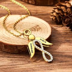Custom Engraved Name Wings Necklace with Infinity Pendant Copper-Blongser