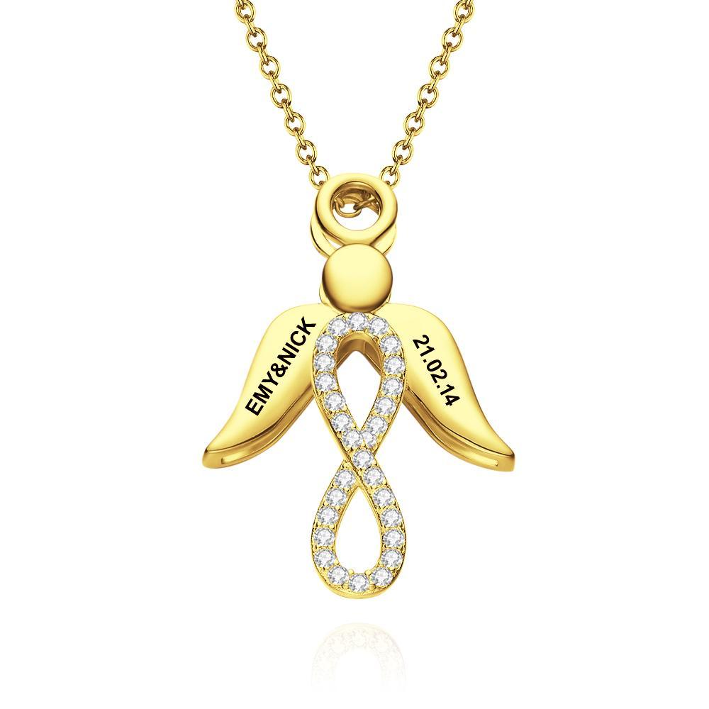 Custom Engraved Name Wings Necklace with Infinity Pendant Copper-Blongser