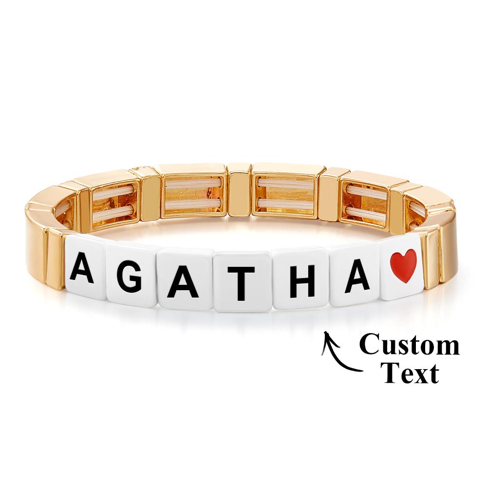 Custom Name Bead Bracelet Enamel Beaded Gold Color Bracelet Gift for Her-Blongser