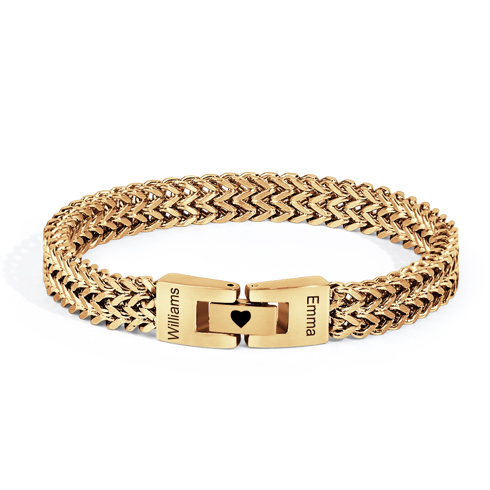 Personalized Men's Stainless Steel Interlocking Bracelet with Engraved Names Bracelet Gift for Him-Blongser